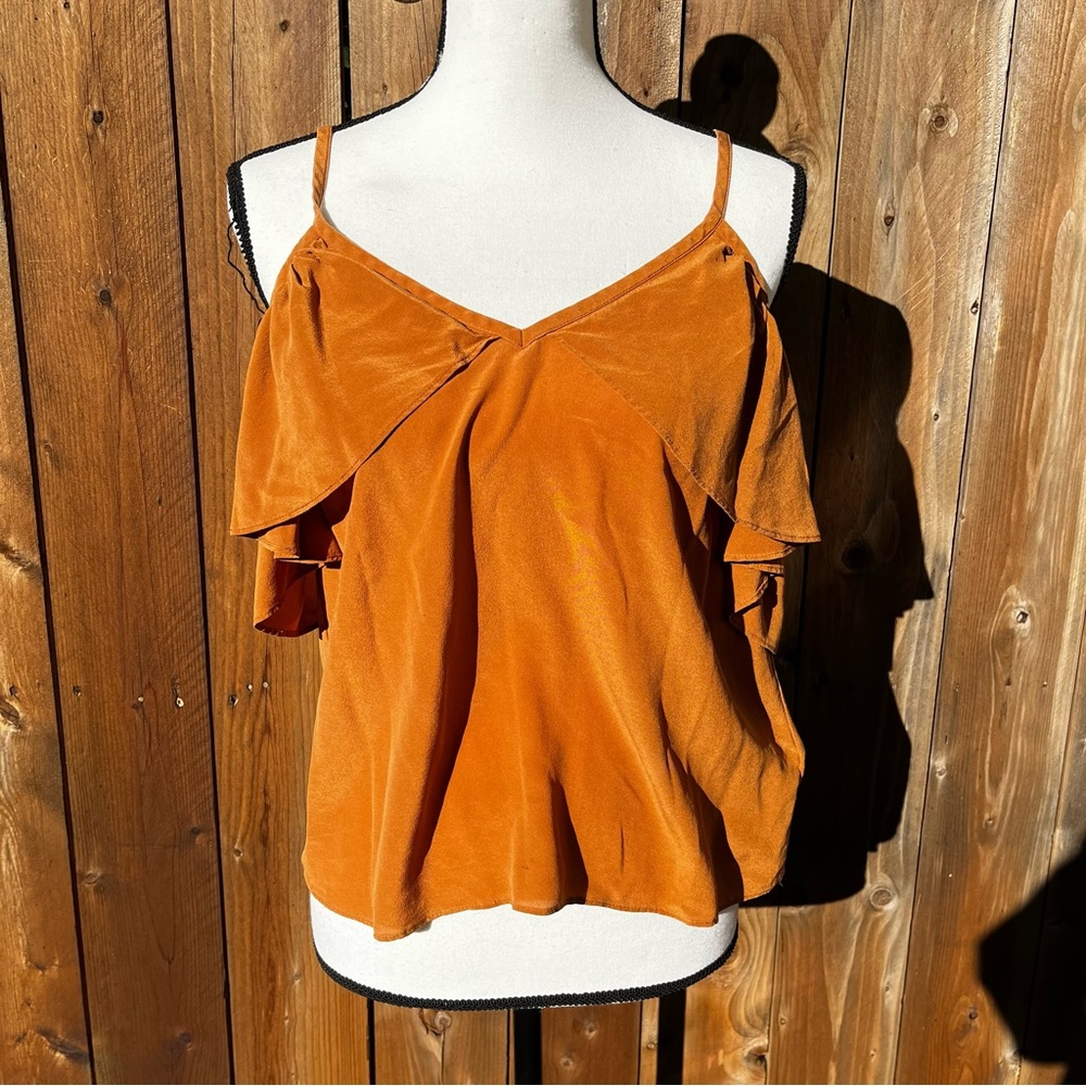 Madewell Orange Women's Ruffle Top